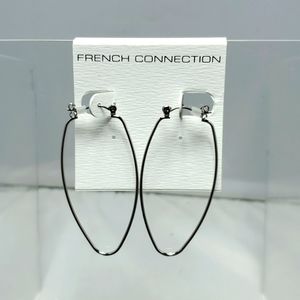 French connection oval Hoop earrings rhodium silver